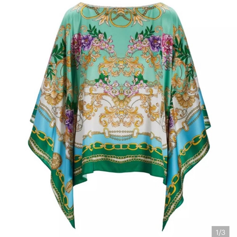 Boston proper, boxy cropped kimono style, boho printed topaz - Picture 3 of 3
